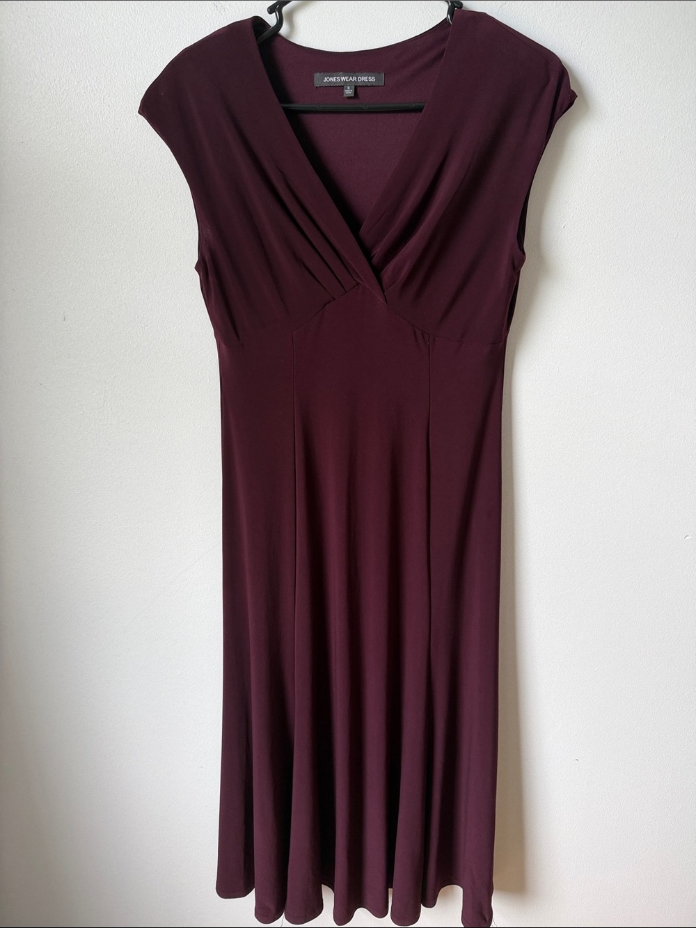 Jones New York Deep Plum Cap-Sleeve Wrap-Style Midi Dress SZ 6